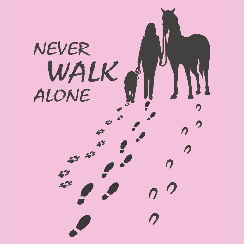 Hund Pferd Reiterin - Never walk alone, Backprint