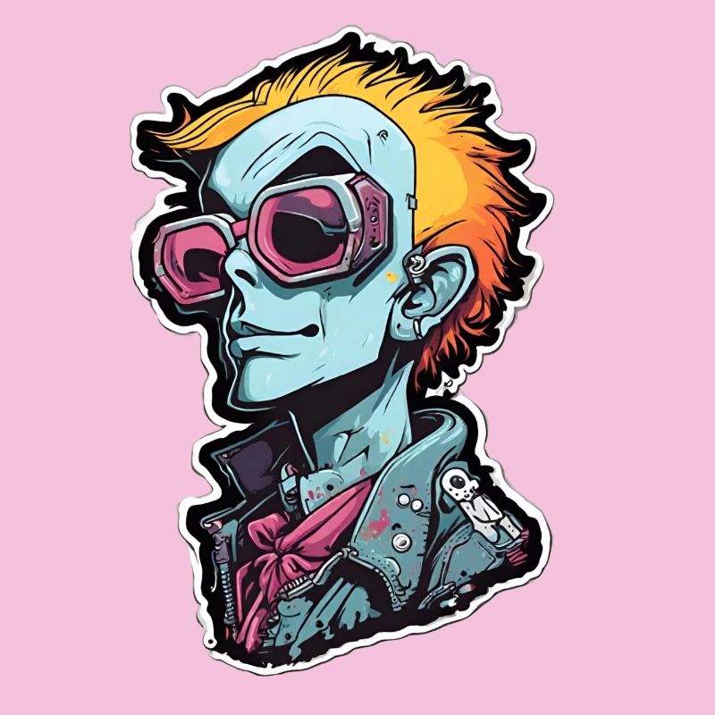 Blauer Punk mit Neon Goggles