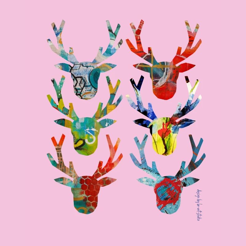 Abstract Colored Deer Heads