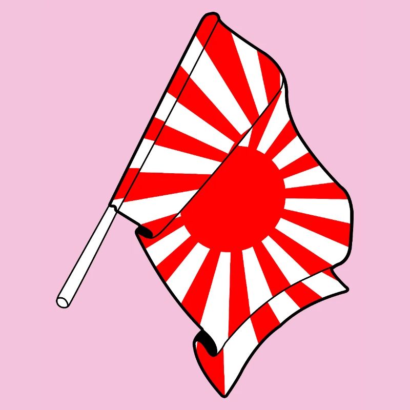 Drapeau du soleil levant sur bâton