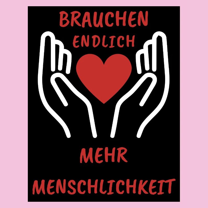 Herz- und Handdesign mit Botschaft