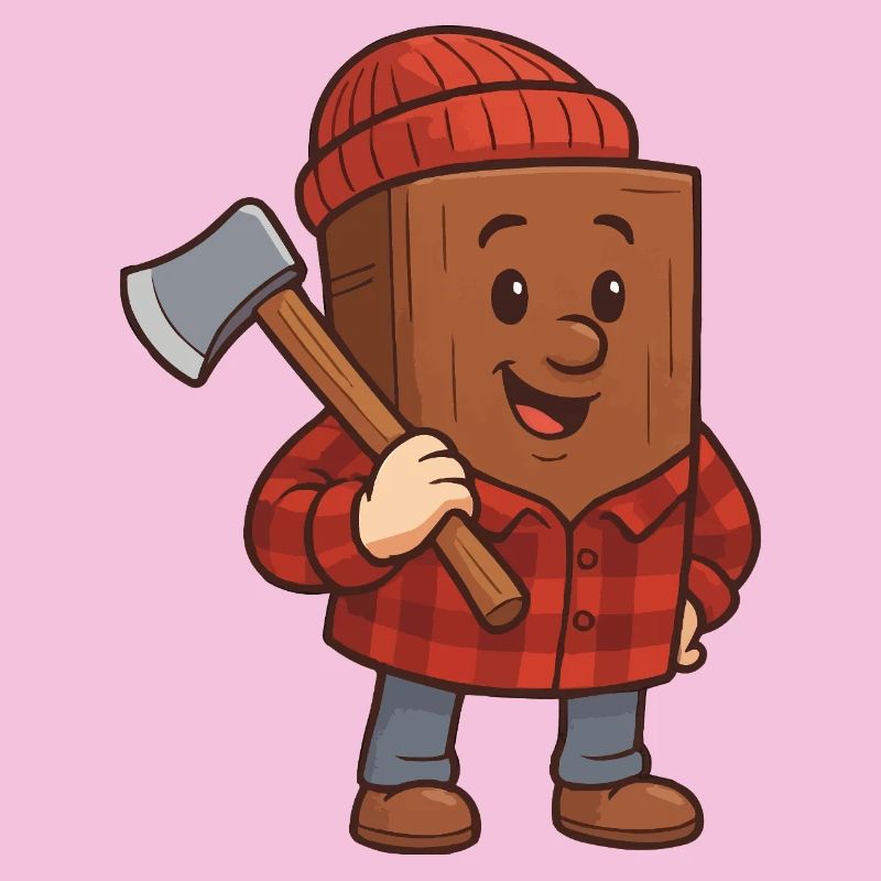 Bloc de bois avec hache Design joyeux