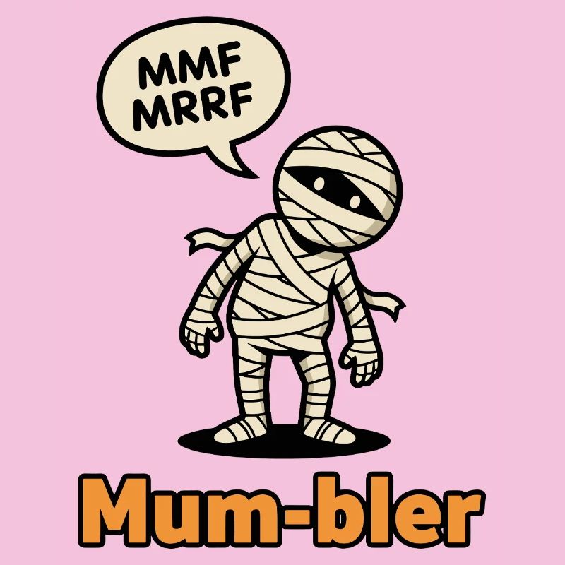 Mumienfigur mit Sprechblase