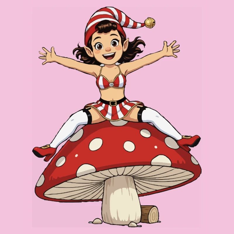 Fille lutin sous champignon