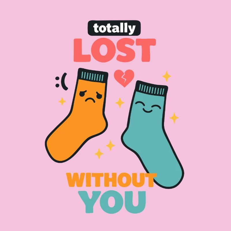 Lost Without You Socken Doodle Statement Liebe