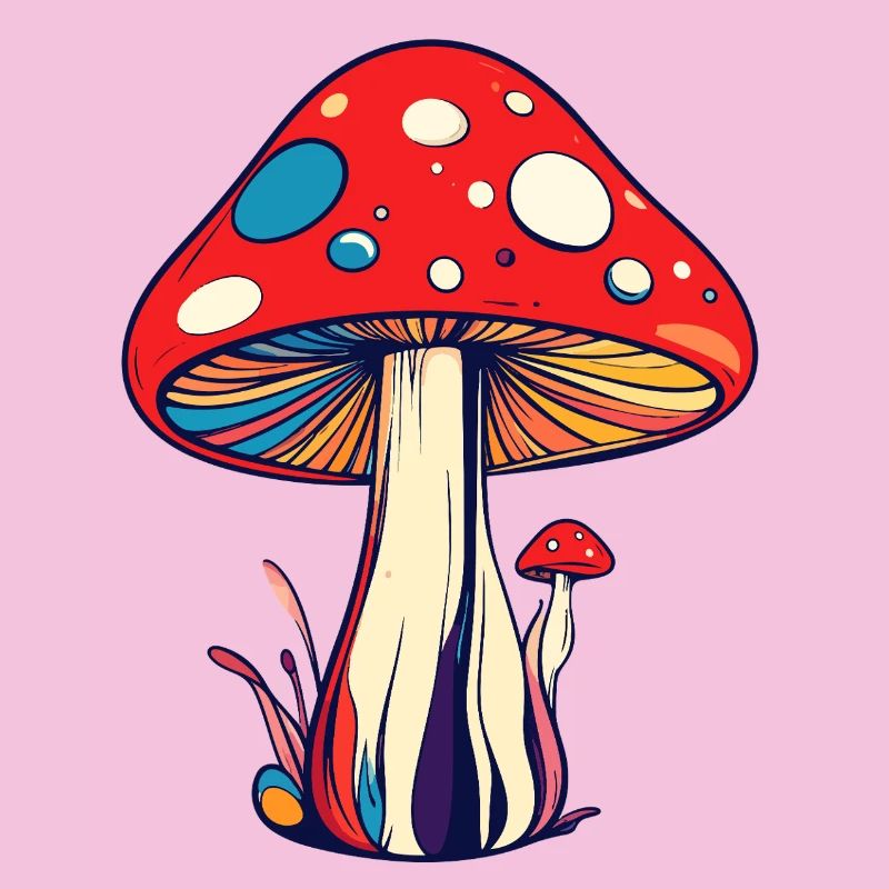 Colorful Flies Mushroom Psychedelic Pattern Mushrooms