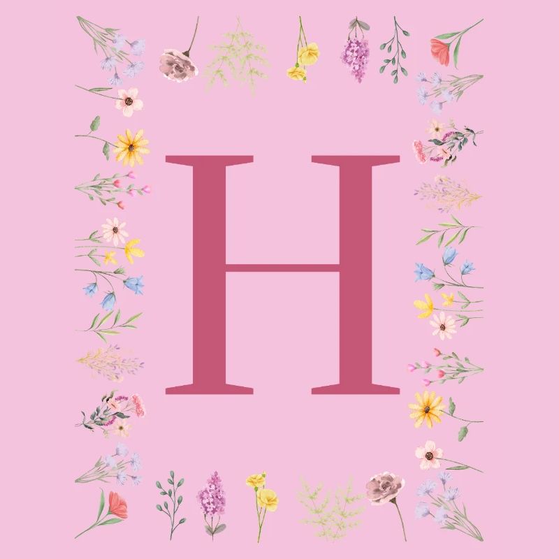 Florale Initialen "H", Buchstaben Monogramm