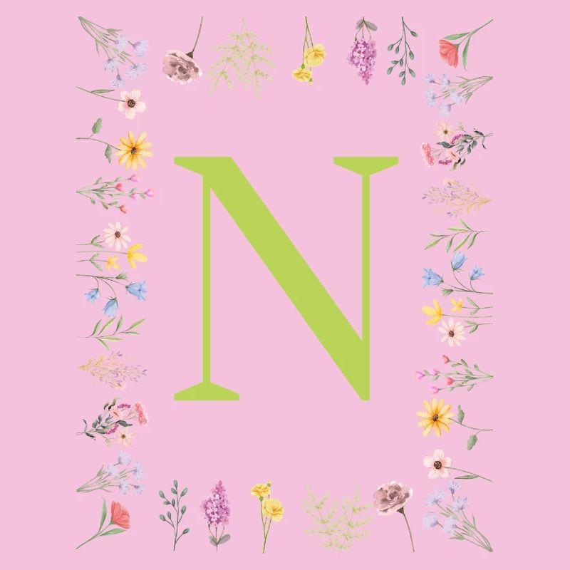 Initiales florales « N », Lettres monogrammes
