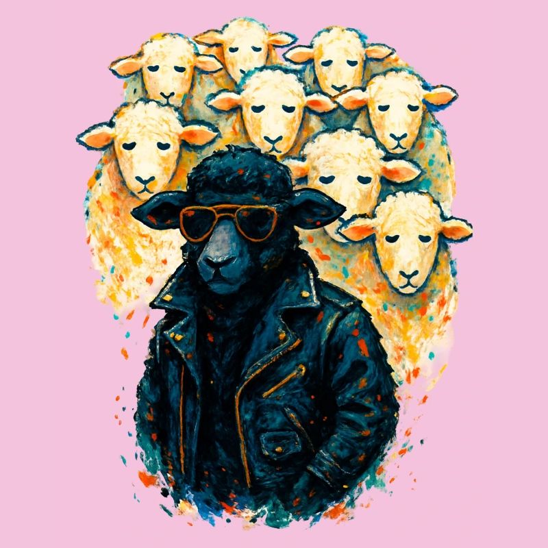 Black Sheep Nonconformist in Leather Jacket