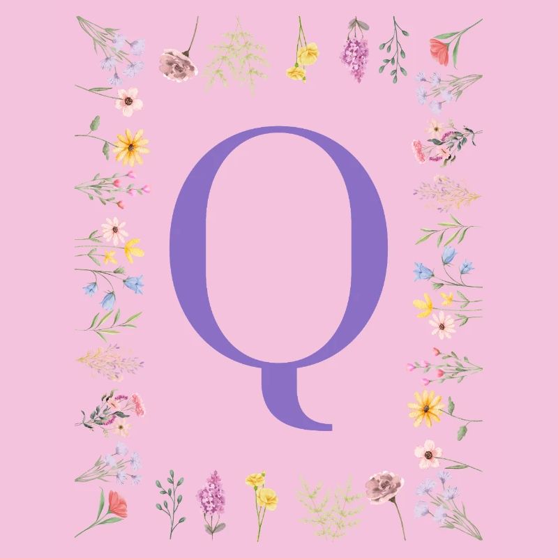 Monogramm "Q", florale Initialen