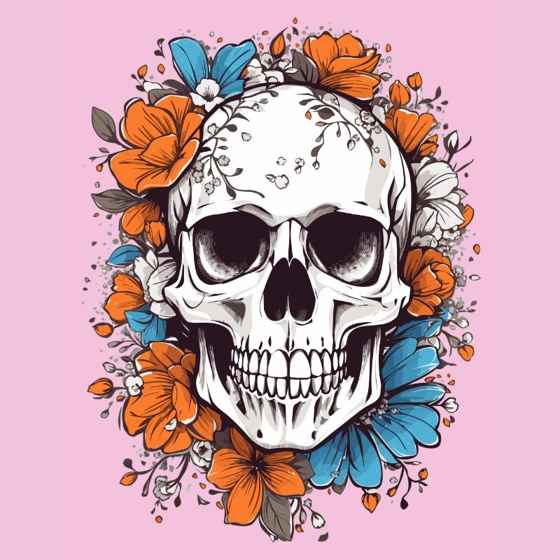 Crâne avec des fleurs
