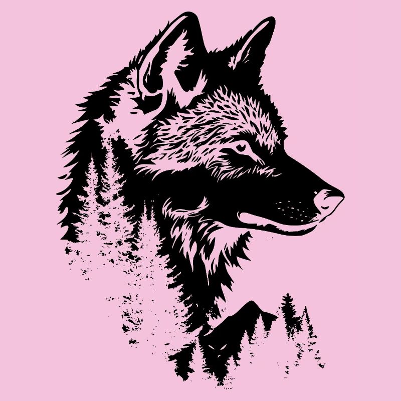Silhouette de forêt de visage de loup