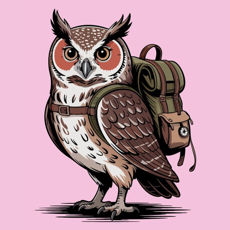 Owl with backpack