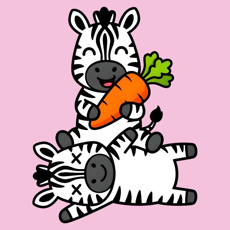 Süße Zebra-Freunde mit Karottenspaß
