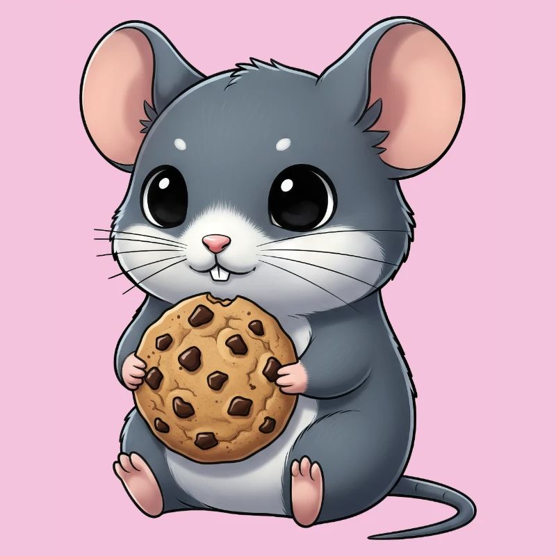 Cute Mouse with Cookie Cookies Snacking Cartoon