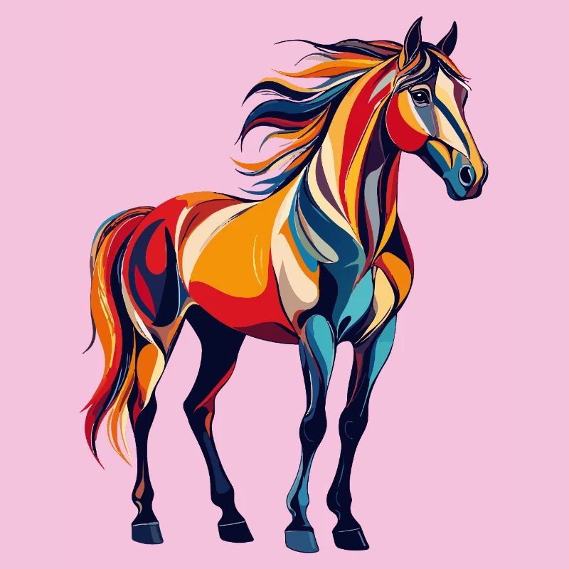 Explosion de couleurs Motif abstrait de cheval coloré