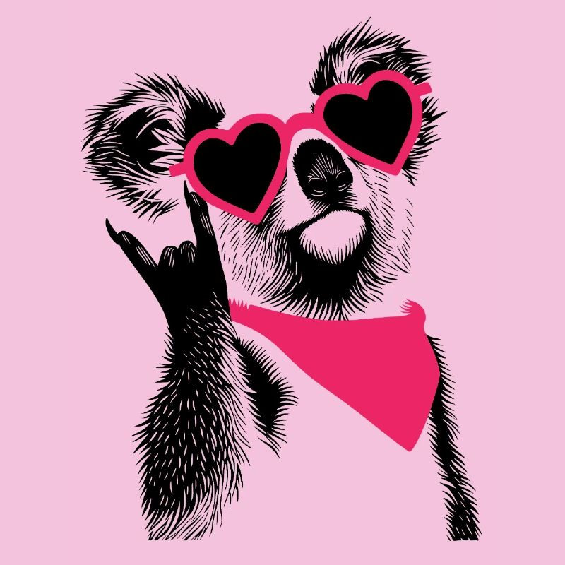 Koala mit Herzbrille & Rockzeichen