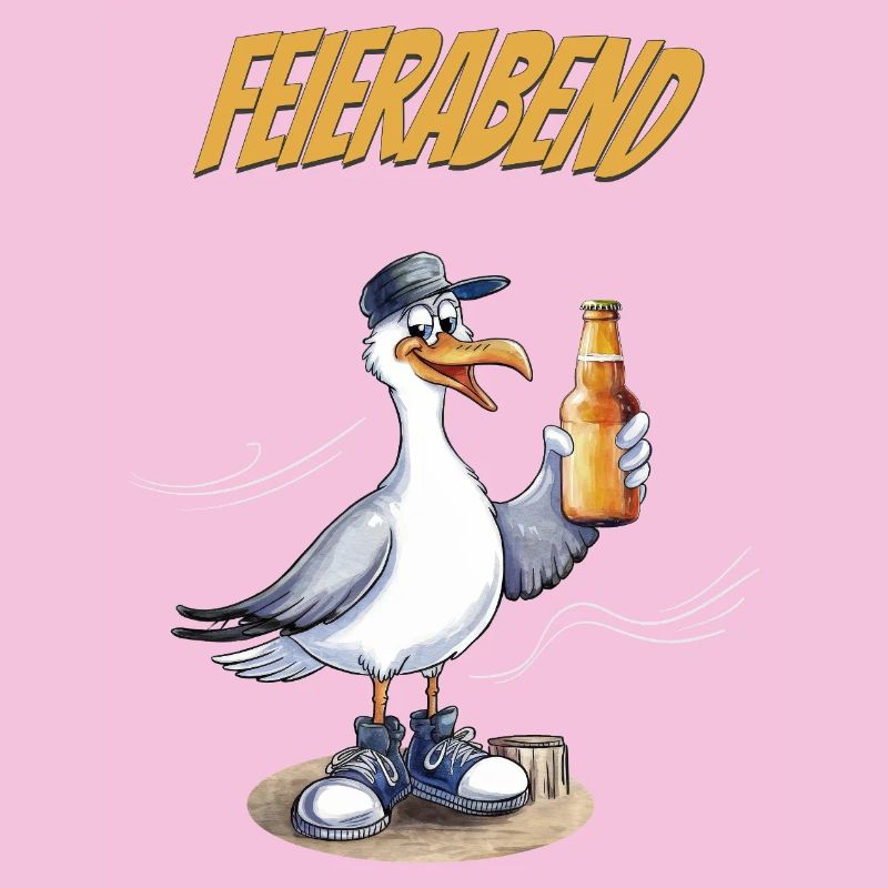 Feierabend Möwe Bierlustig Spruch