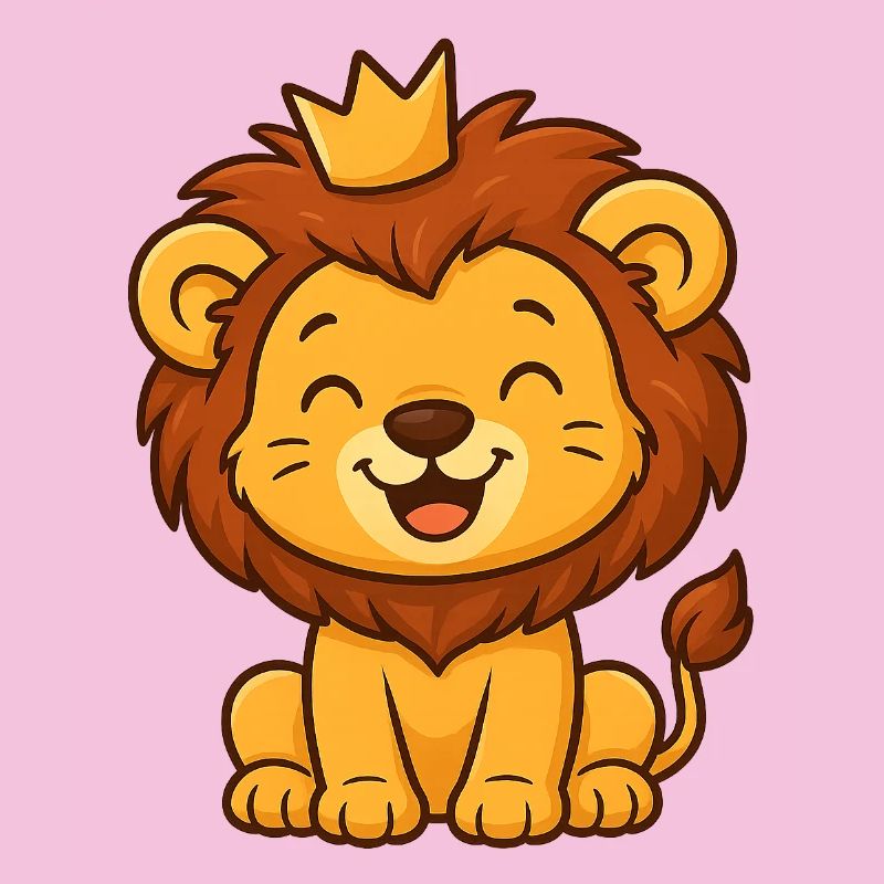 Mignon Roi Lion avec Couronne