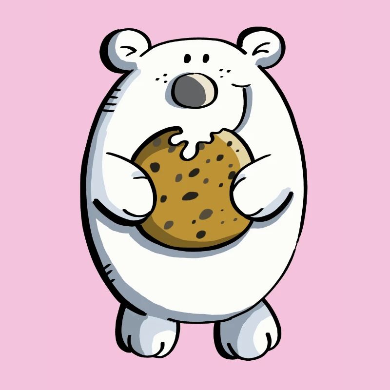 Süßer Eisbär mit riesigem Keks