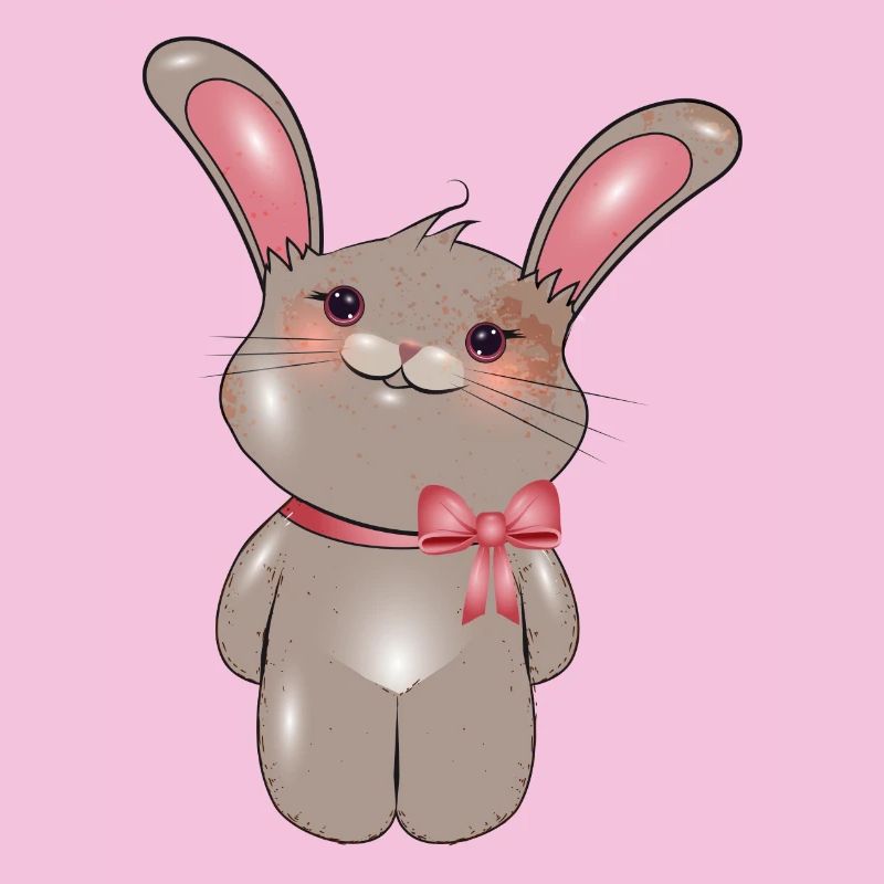 cute bunny with bow in comic style