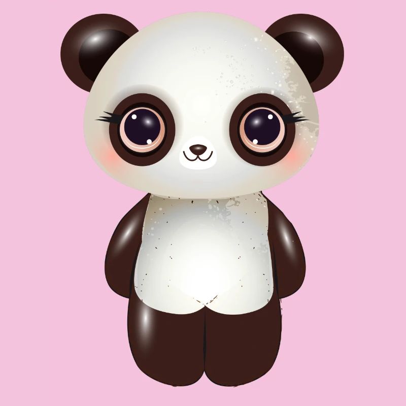 Panda mignon aux joues roses dans un style comique