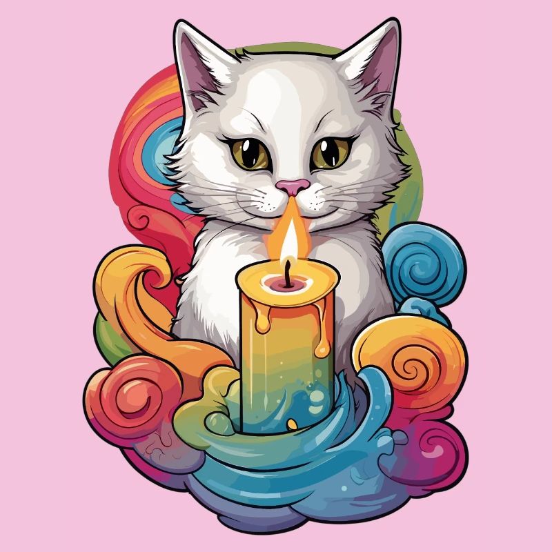 Chat avec bougie