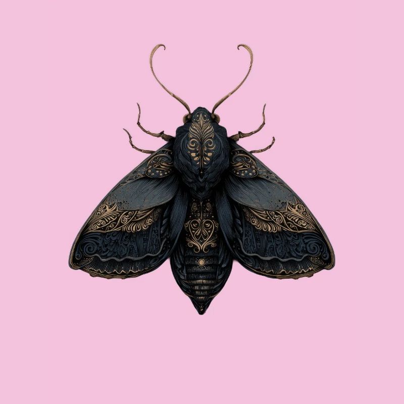 Illustration de papillon de nuit ornée avec des détails complexes