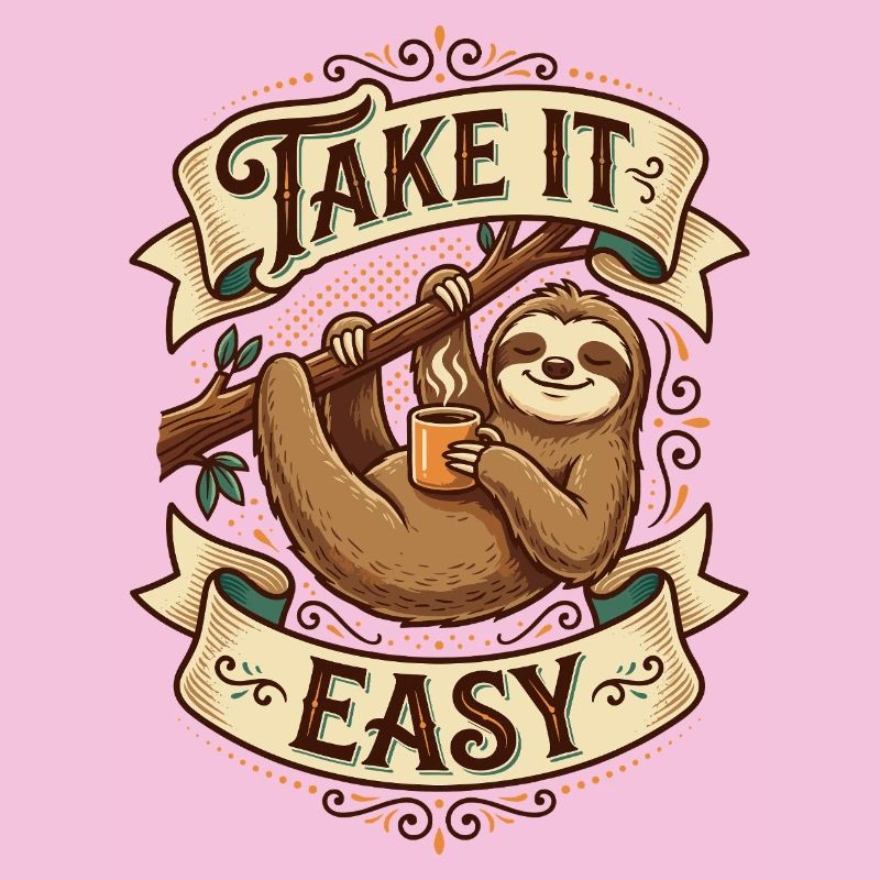 Take It Easy Sloth Motif