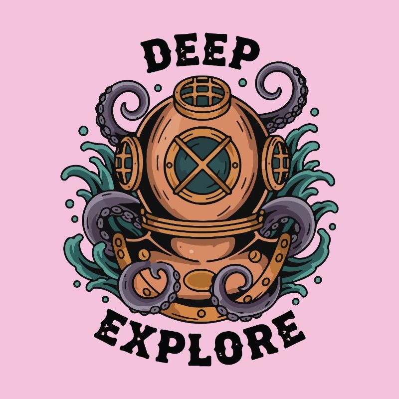 Vintage Diving Bell Deep Explore Octopus