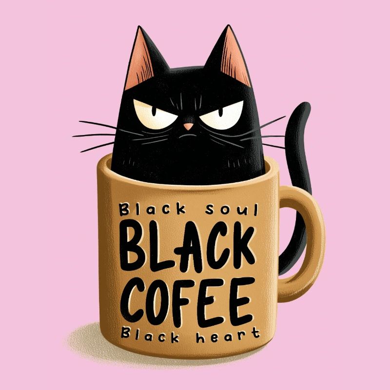 Black cat in coffee mug