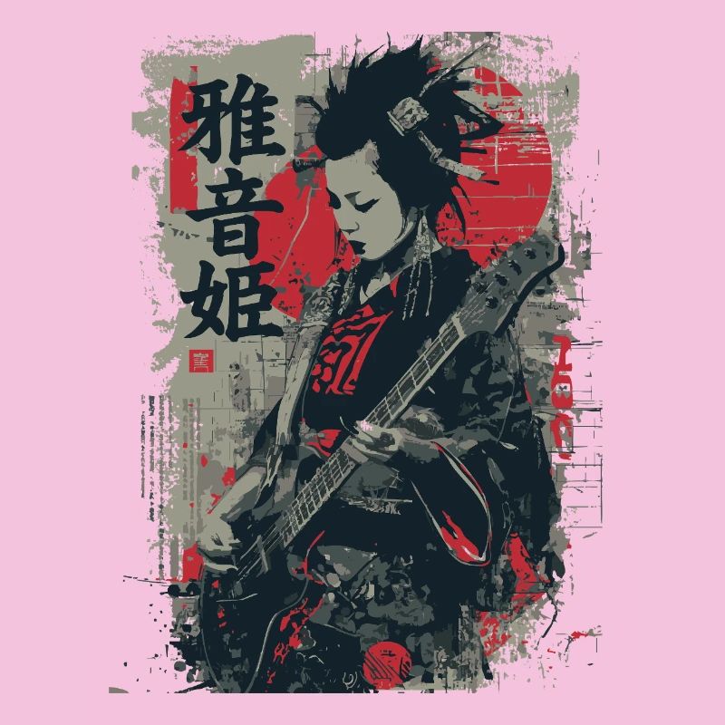 Guitariste Yōka dans le style Ukiyo-E