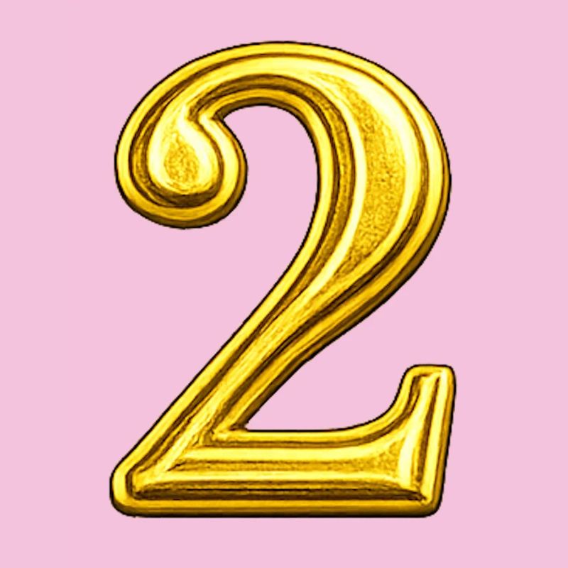 Golden Numeral Two - Glossy Design