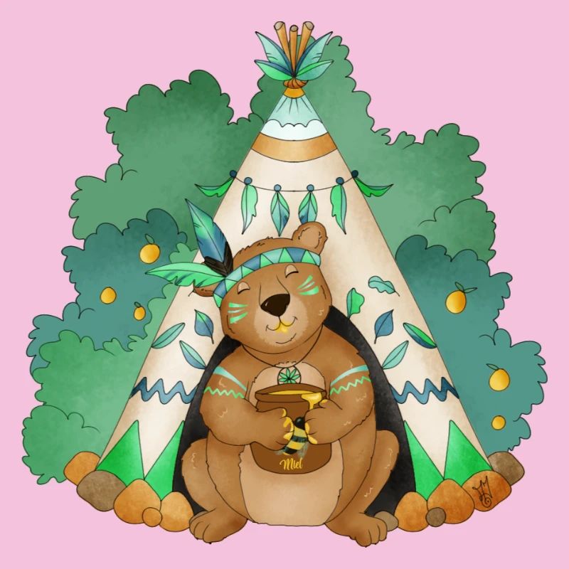 bear in front of his teepee