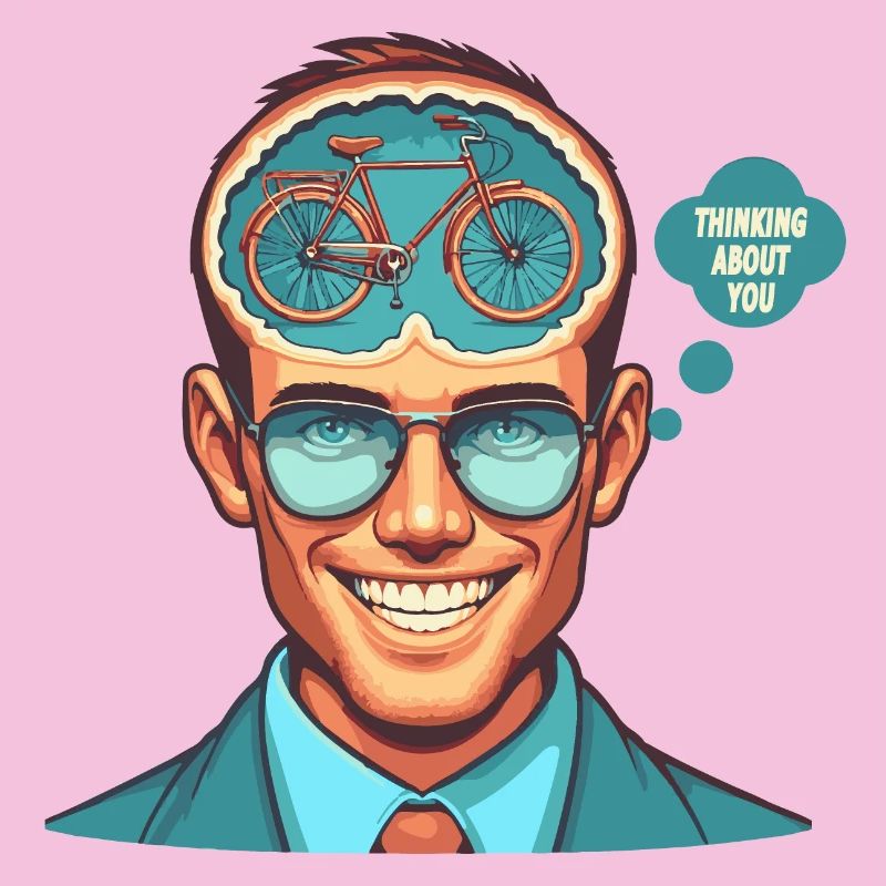 Mindful Bicycle Thinker Illustration