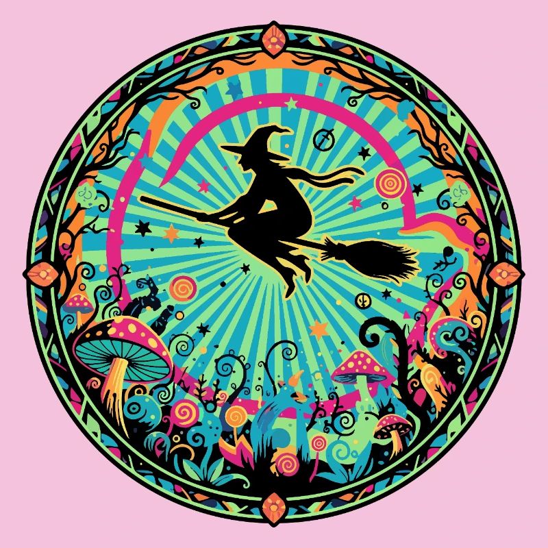 Wild Forest Magic Witches' Flight Psychedelic Motif