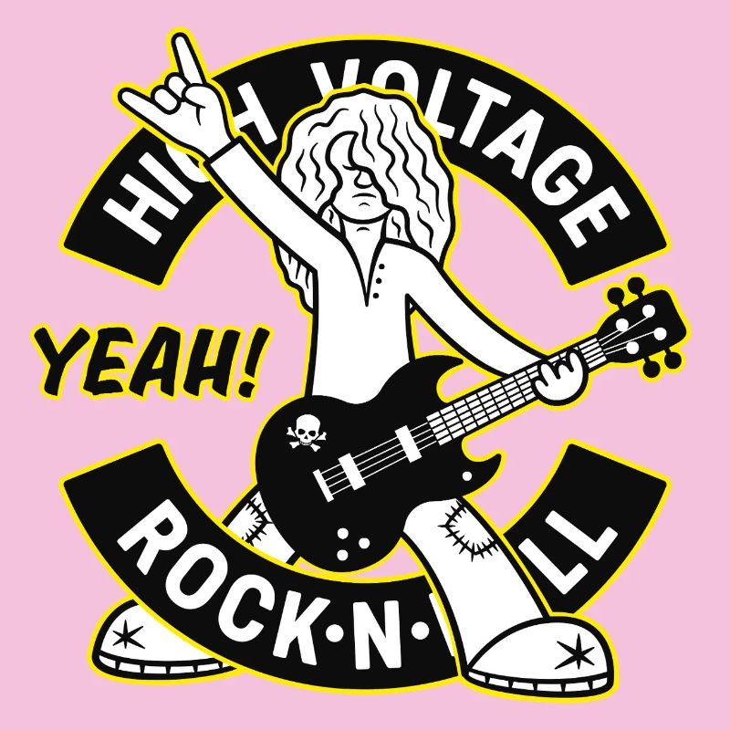 Guitariste de dessin animé High Voltage Rock 'N' Roll