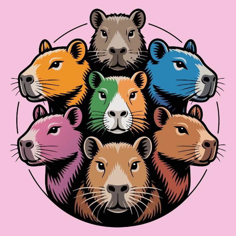 Capybara multicolore Rond et Coloré Brille