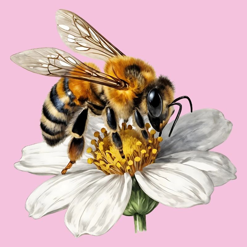 Abeille sur fleur blanche