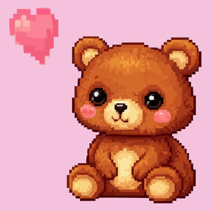 Pixelbär mit Herzballon