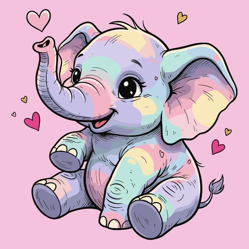 Pastel Elephant Cuddly Heart