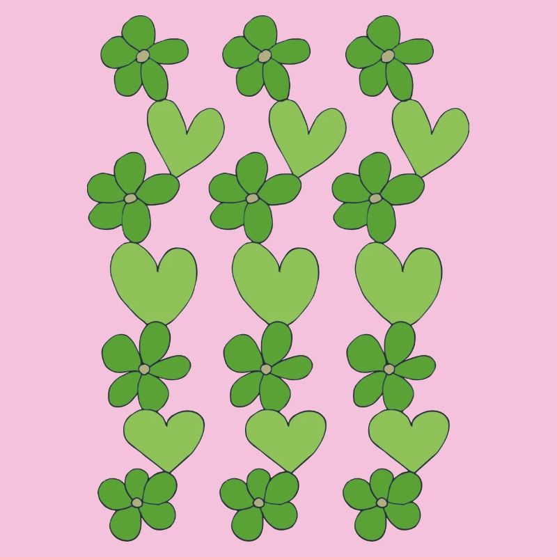 cœurs fleurs vert