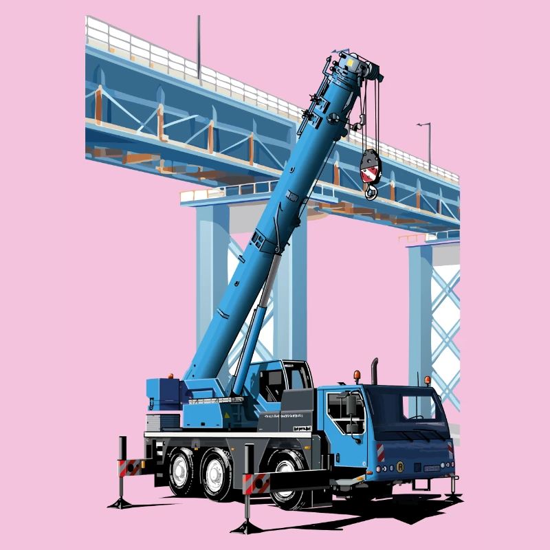 La grue mobile assemble des sections de pont