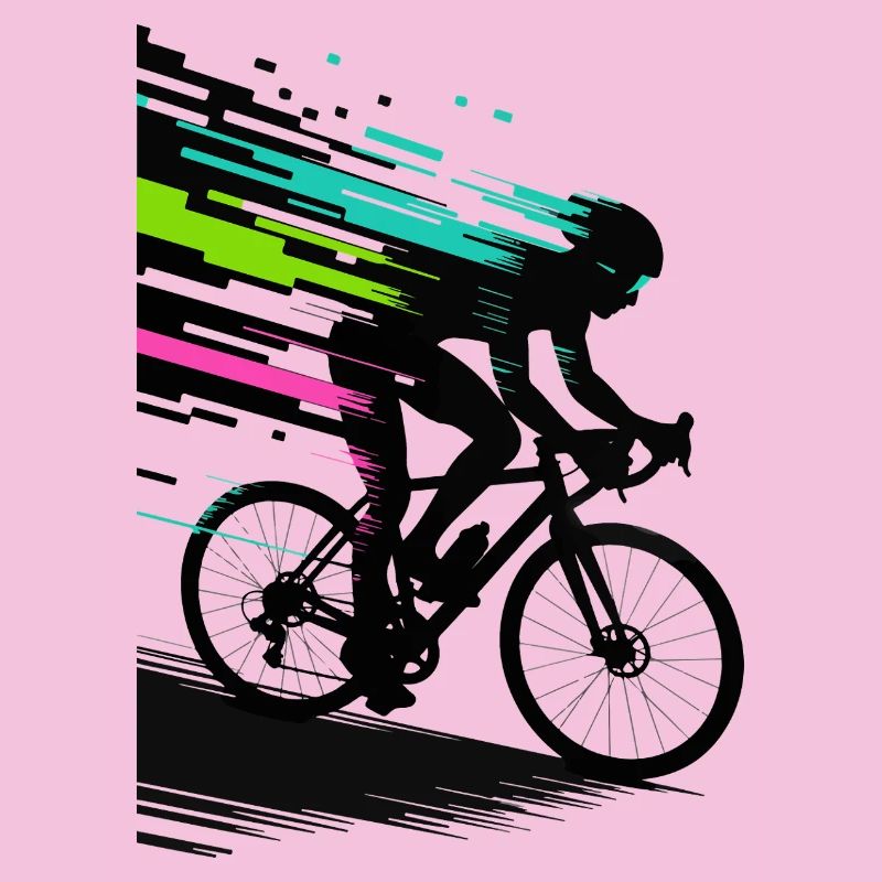 Glitch Pixel Cyclist – Digital Speed Art