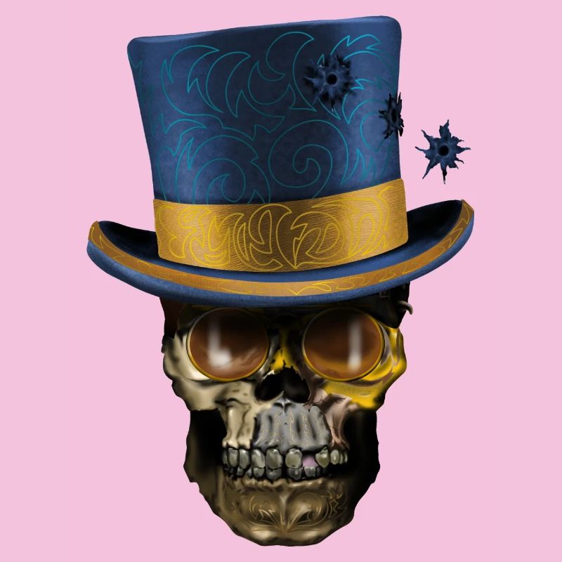 Vaporwave Skull with Top Hat