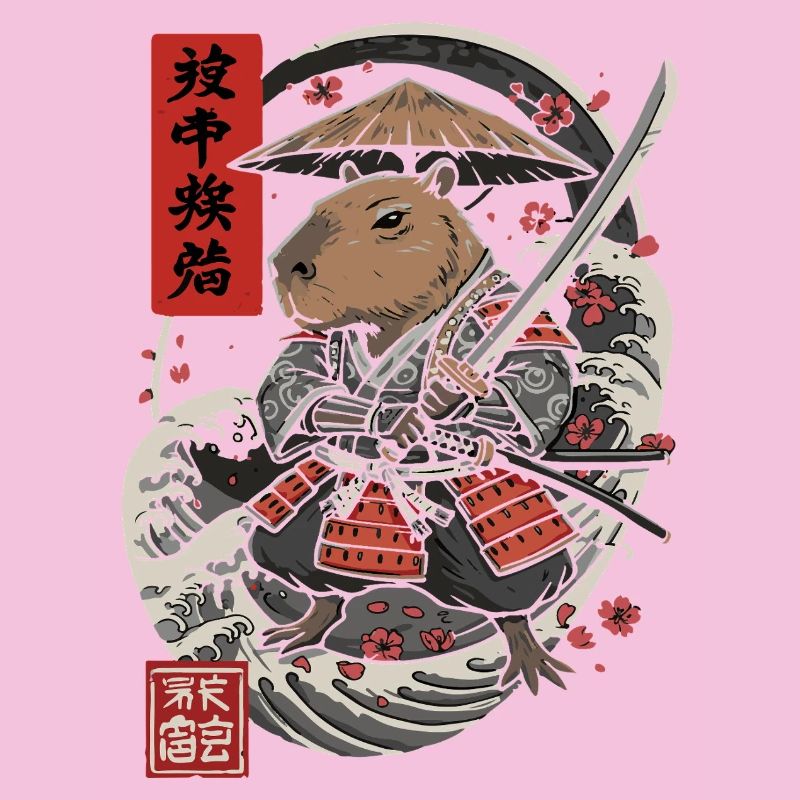 Samurai Capybara Combat Illustration