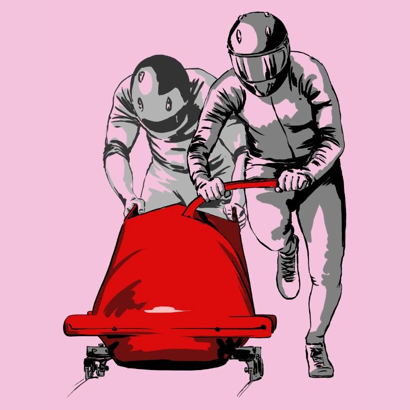 Bobsledder pushing at the start