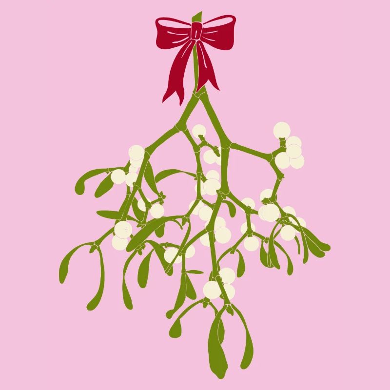Gui avec ruban rouge - Décoration de Noël