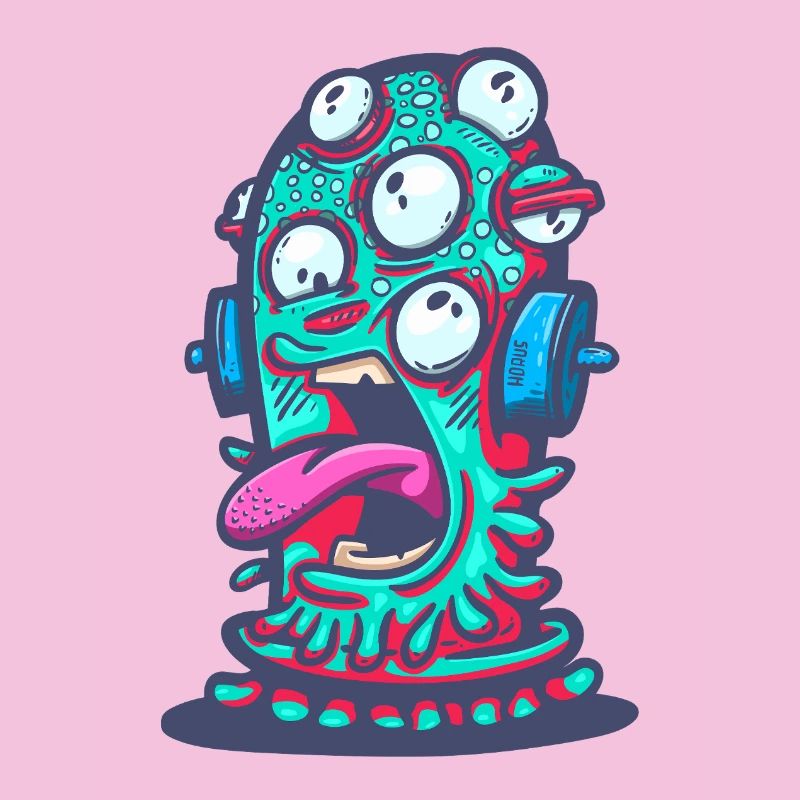 Psychedelisches Monster mit Kopfhörern