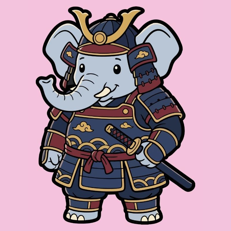 Elefant-Samurai in Krieger-Rüstung